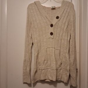 Roxy Women's Cream Ribbed Button-Front Sweater